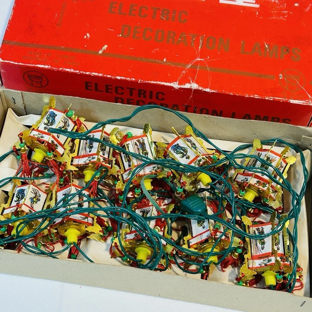 JIN DIING CHINESE PALACE LANTERN ELEC LIGHTS 10 Pc SET CHINA 1ORIGIN BOX Working